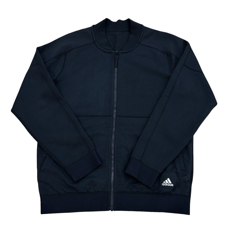 Adidas Reversible Track Bomber Jacket Mens Size XL Black Full Zip Athletic Fit